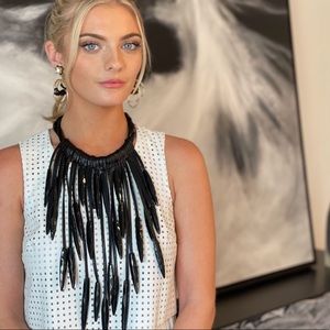 Leather bead necklace with adjustable toggle back